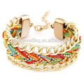 Trendy ethnischen Schmuck übertriebene Kette geflochtenes Lederarmband